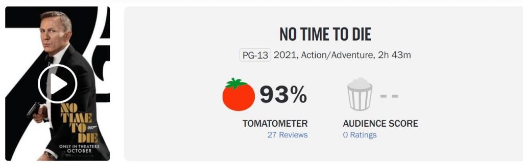 "007: No Time to Die" word-of-mouth ban is lifted, UK pre-sale is second only to "Avengers 4"