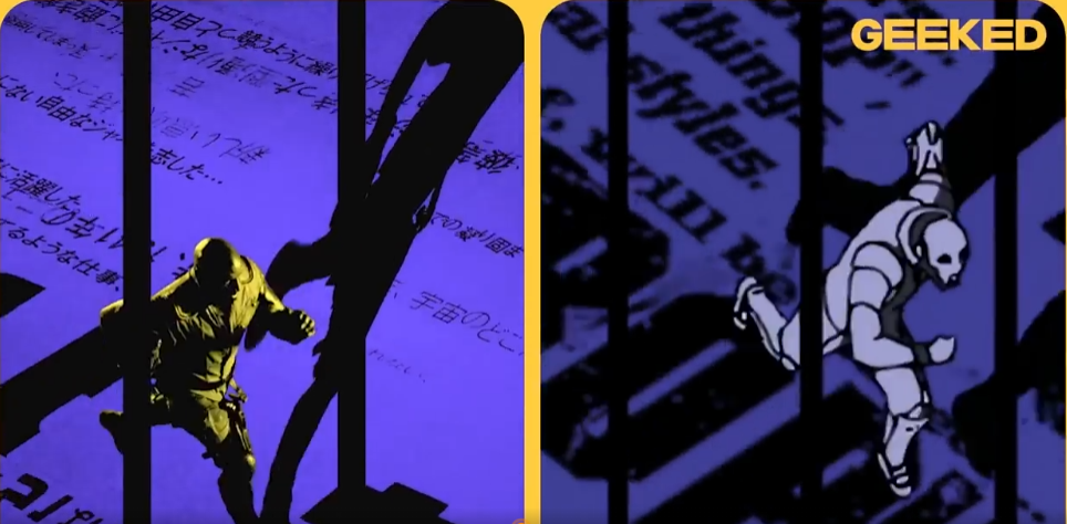 "Cowboy Bebop" live-action and animated version of the opening frame by frame comparison