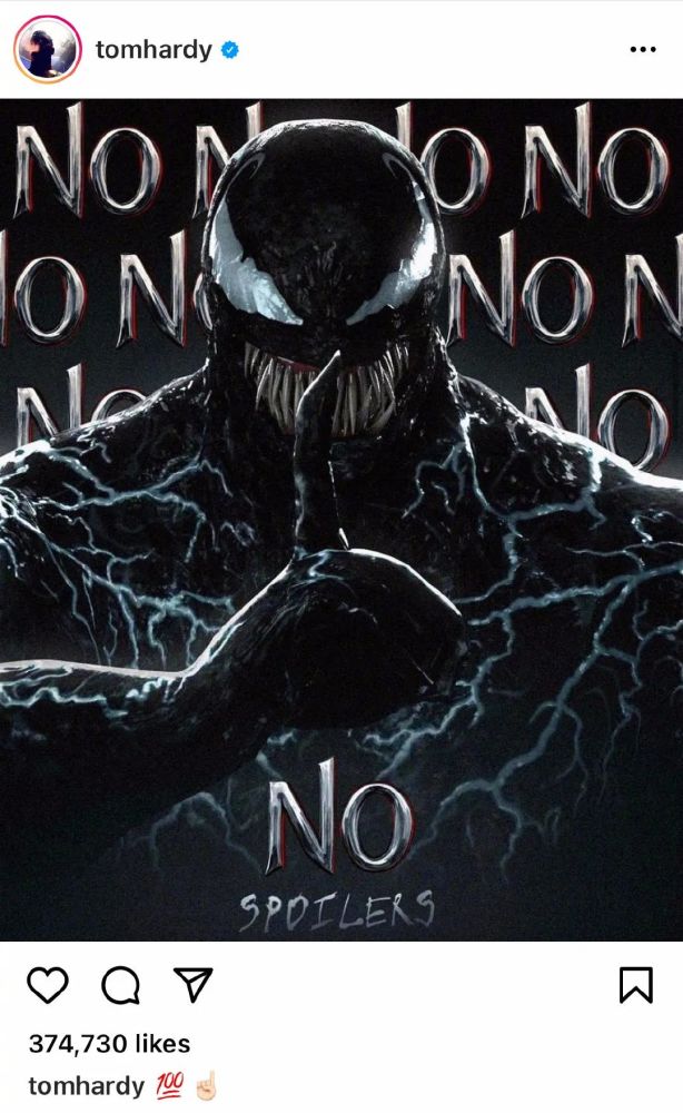 Tom Hardy urged not to spoil "Venom: Let There Be Carnage". It seems that the stinger are real?