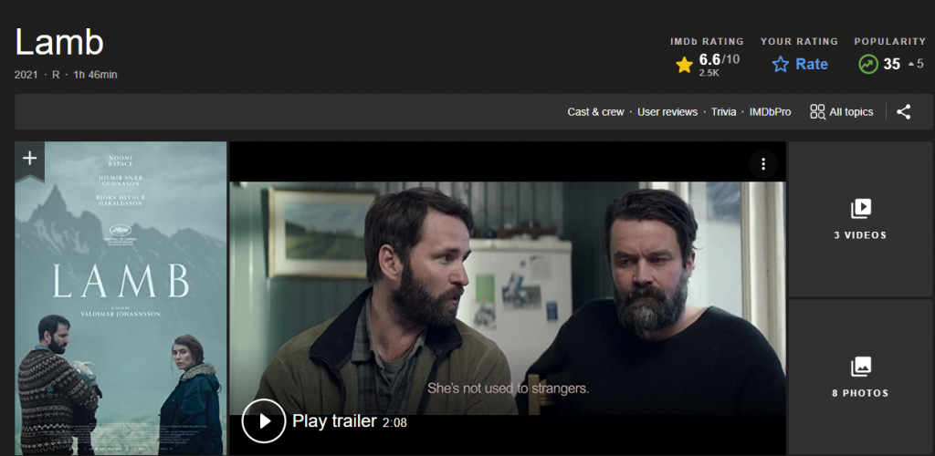 Iceland confirms to send thriller "Lamb" to compete for Oscar award