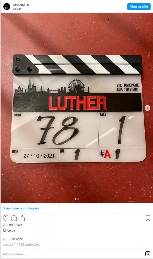 Filming of the film version of "Luther" began, and Idris Elba exposed photos of the shooting scene