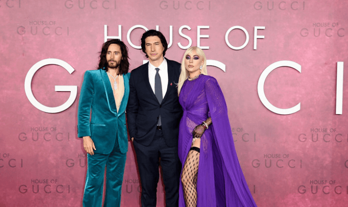 "House of Gucci" premiered in London, Lady Gaga & Adam Driver hugged intimately on the red carpet