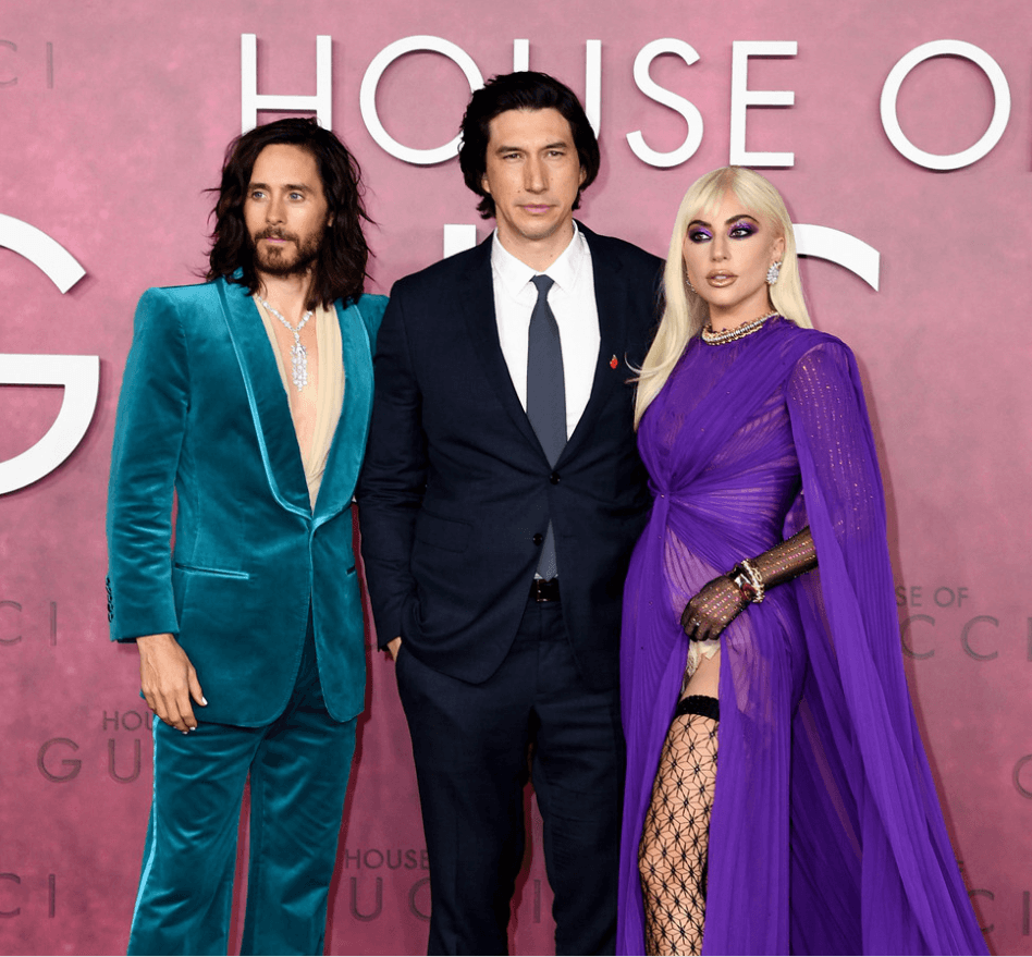 "House of Gucci" premiered in London, Lady Gaga & Adam Driver hugged intimately on the red carpet