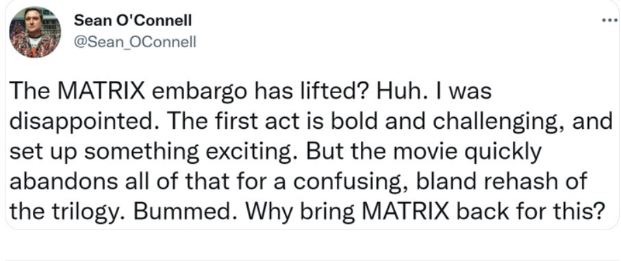 "The Matrix Resurrections" score released, IMDB currently scores 7.3