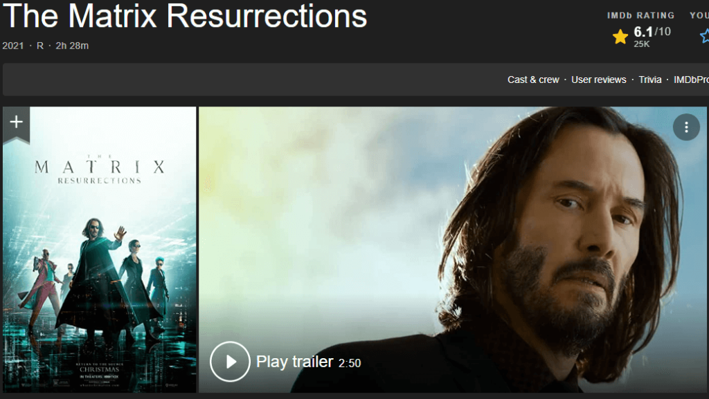 The worst word of mouth in the series! "The Matrix Resurrections" only received $7 million on its first day in North America