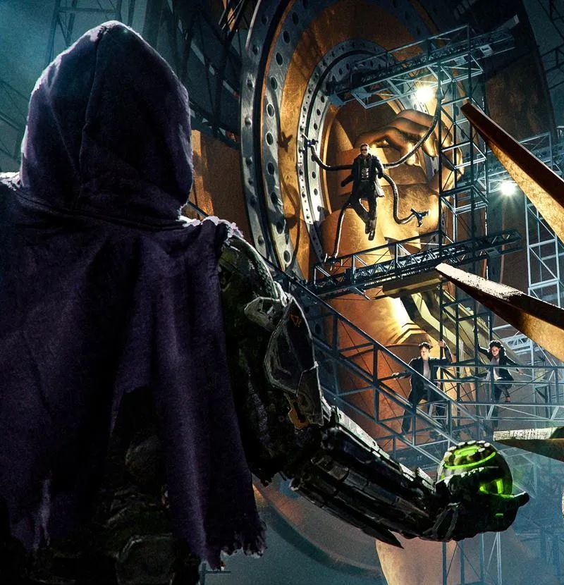 Concept art of the scene from the final battle of Spider-Man: No Way Home