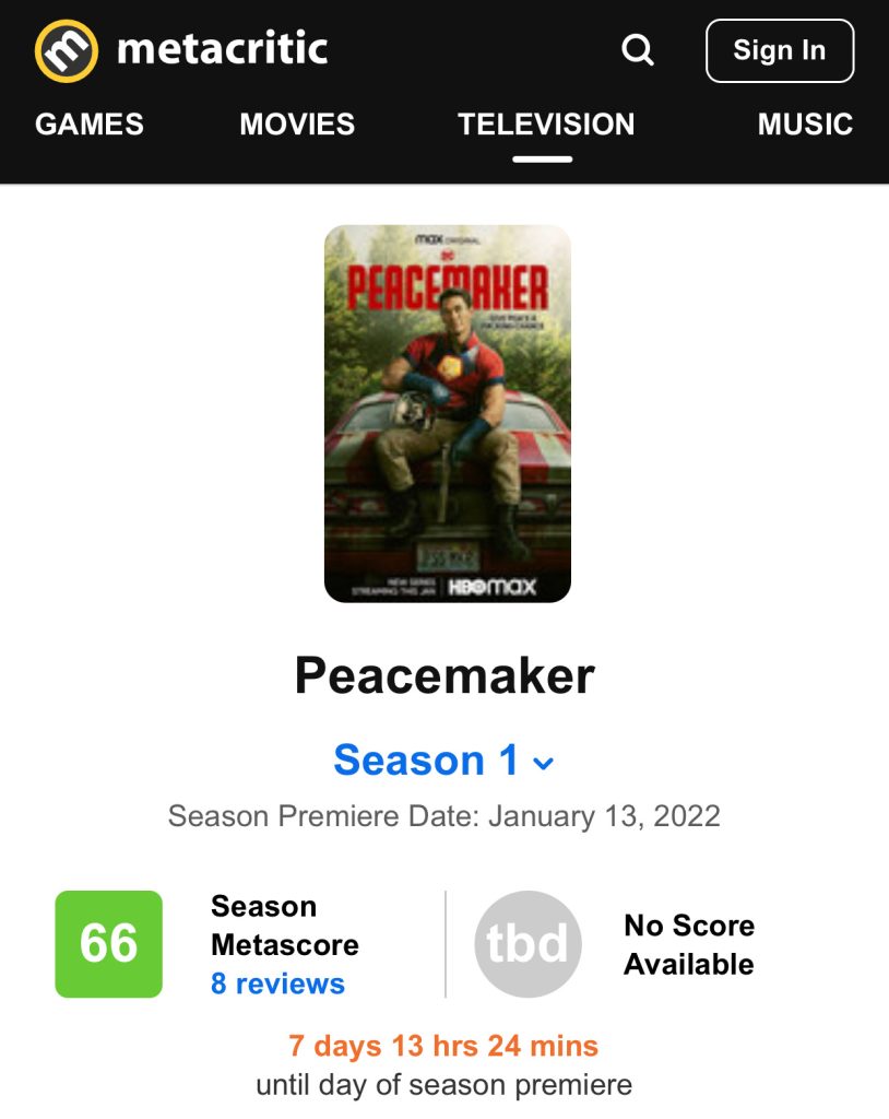 DC drama "Peacemaker" Rotten Tomatoes starts 90%