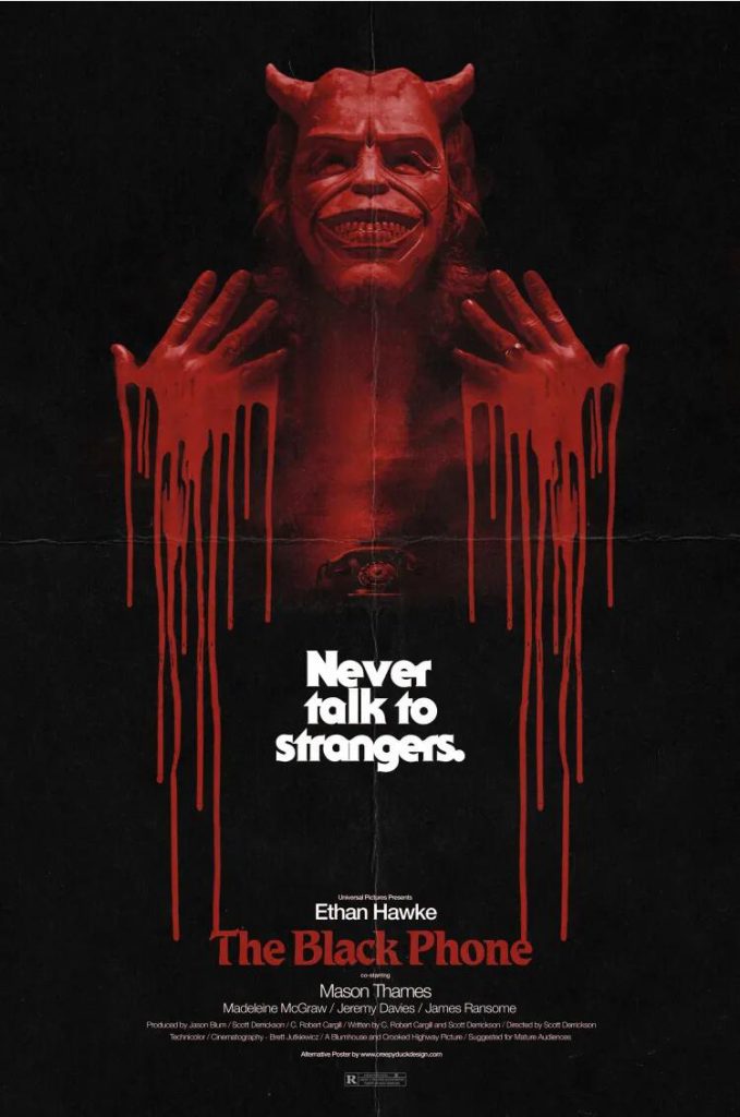 The horror film "The Black Phone" releases a dark version of the poster, and the ghost face braving the blood is terrifying