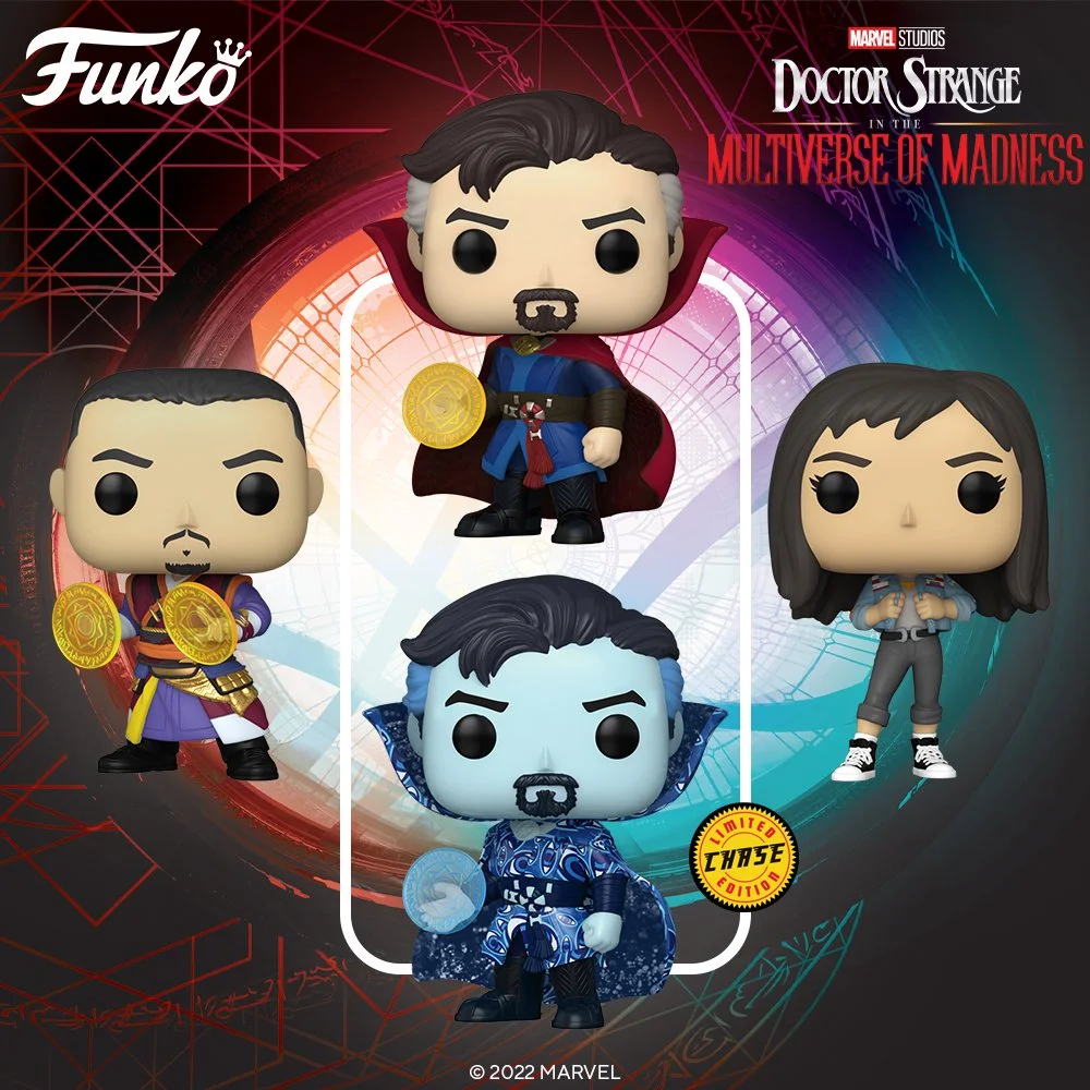 A set of "Doctor Strange in the Multiverse of Madness" Funko toy pre-sale images exposed