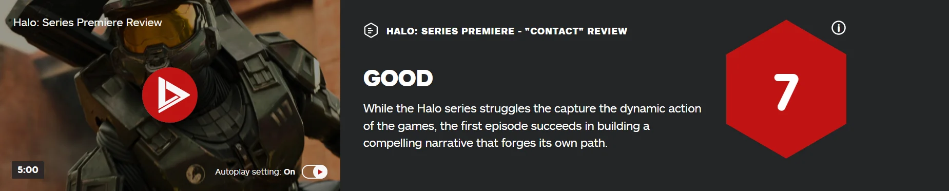 'Halo' live-action series has an IGN rating of 7: an engaging story built in the first episode