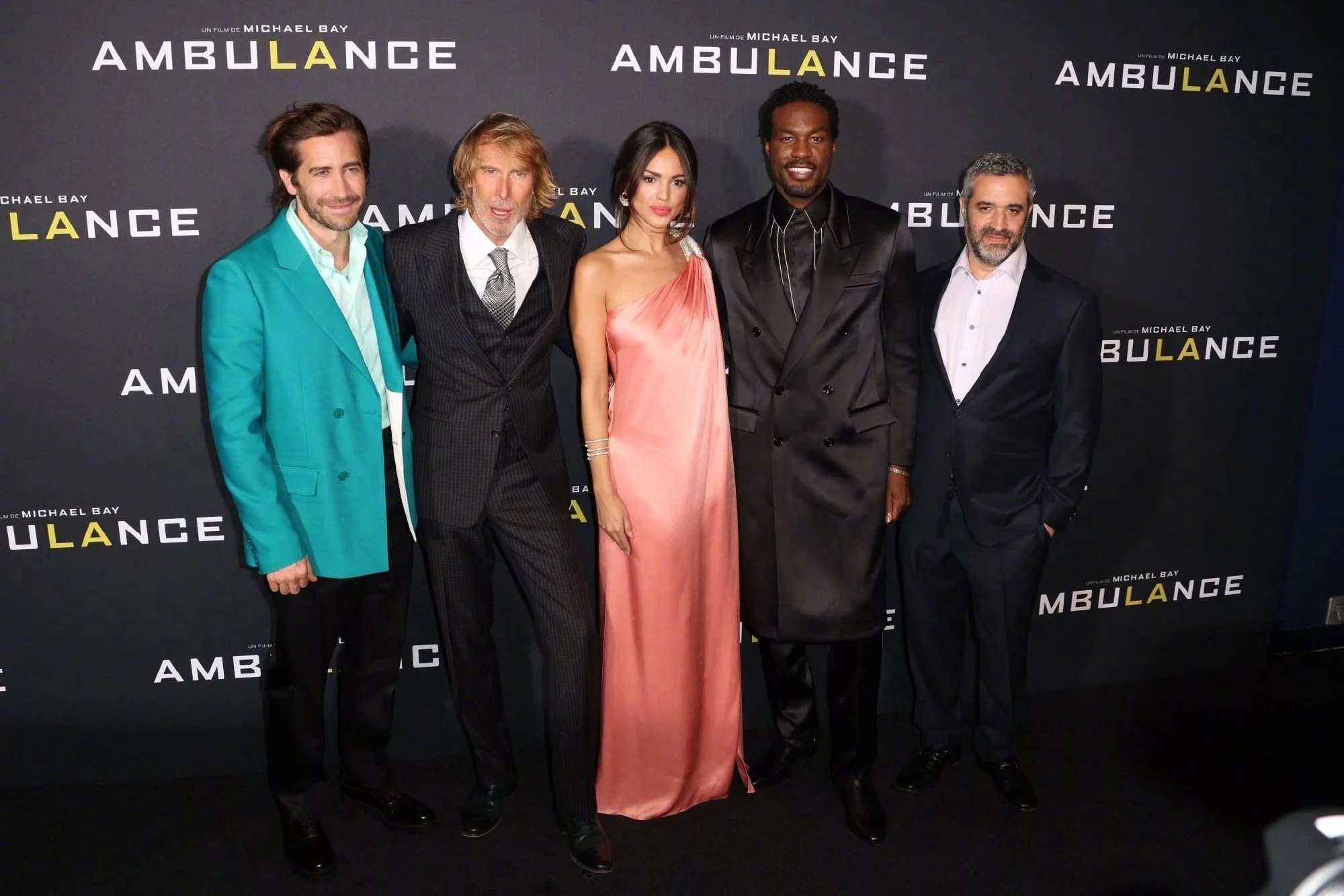 Jake Gyllenhaal, Yahya Abdul-Mateen II, Eiza González, Michael Bay attend "Ambulance" Paris premiere​​​