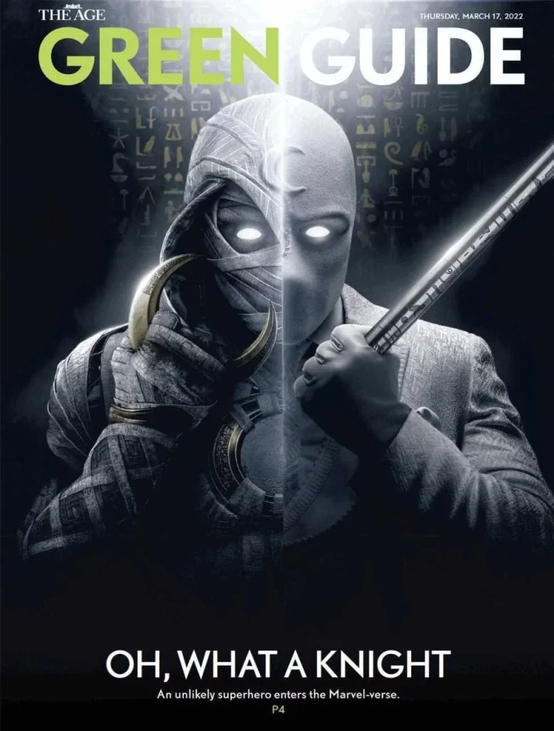 Marvel's new drama 'Moon Knight' on cover of The Age magazine