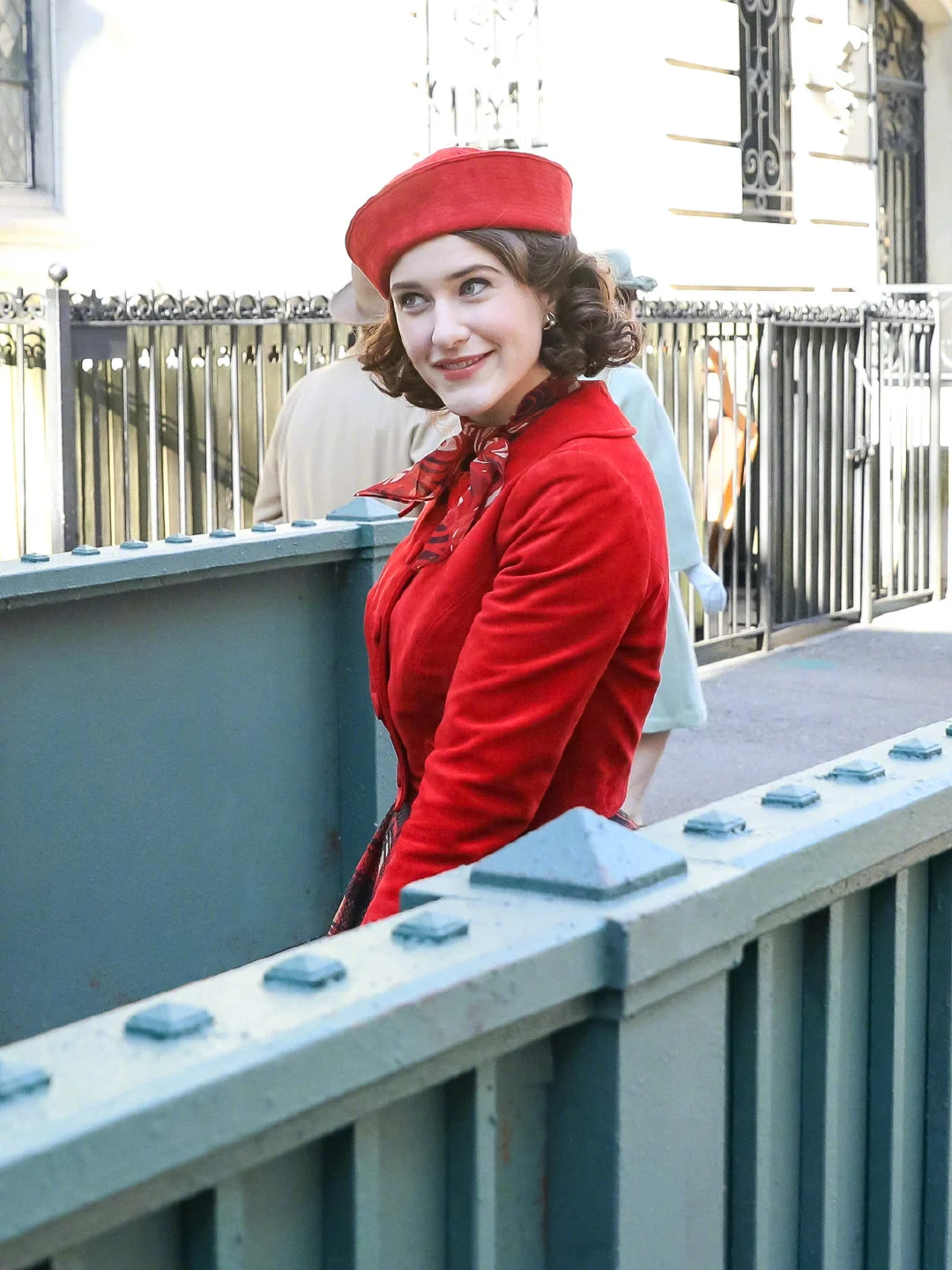 Rachel Brosnahan filming "The Marvelous Mrs. Maisel Season 5" in Central Park, New York