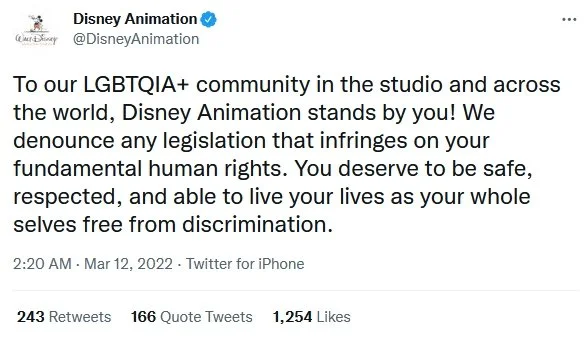 Statement from Disney Animation Studios