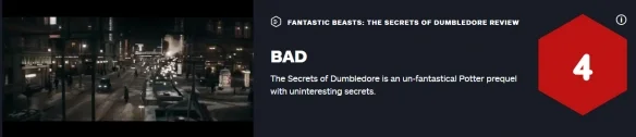 "Fantastic Beasts: The Secrets of Dumbledore" word-of-mouth ban lifted: IGN gave a 4-point negative review!