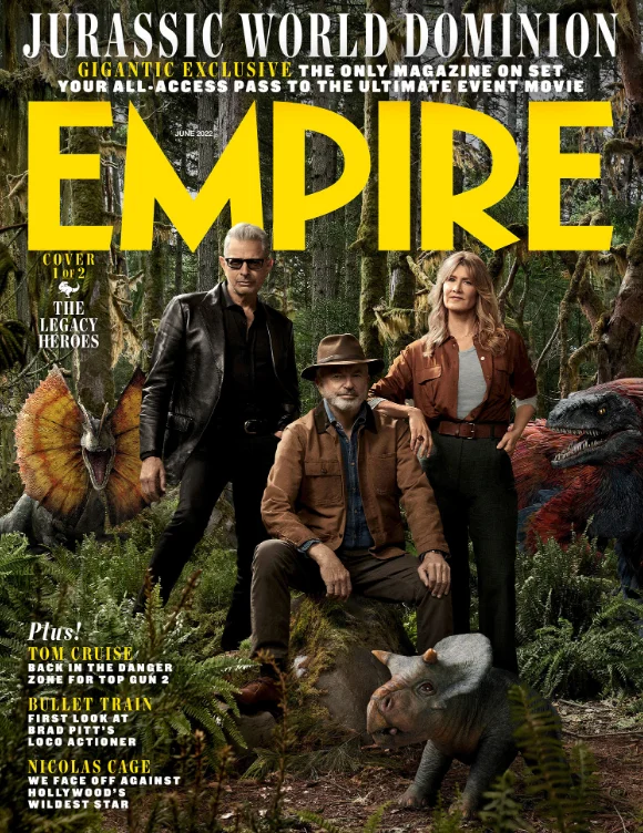 Seven main casts of "Jurassic World: Dominion" on the cover of "Empire" magazine