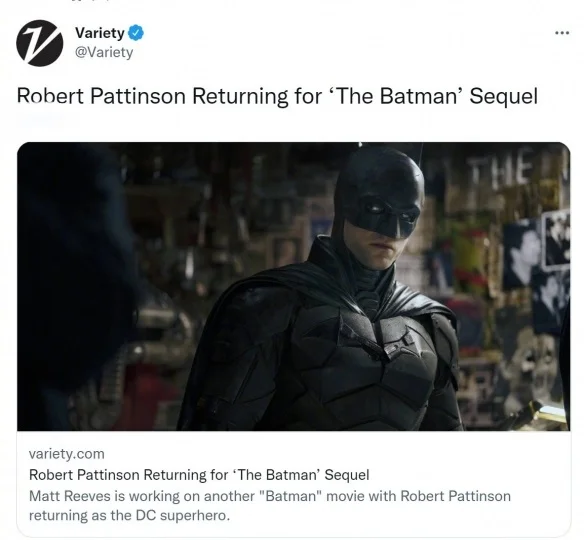 "The Batman" sequel has officially announced the project, and the original crew will continue to cooperate!