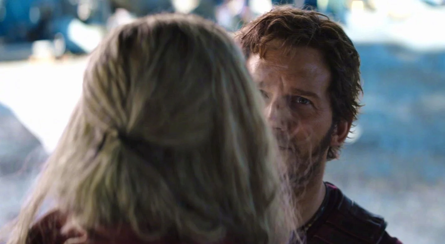 Thor and Star-Lord's eye-to-eye contact is super funny