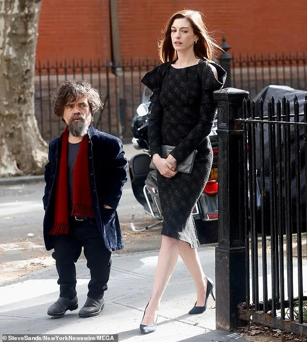 Anne Hathaway and Peter Dinklage on set of new film "She Came to Me‎"