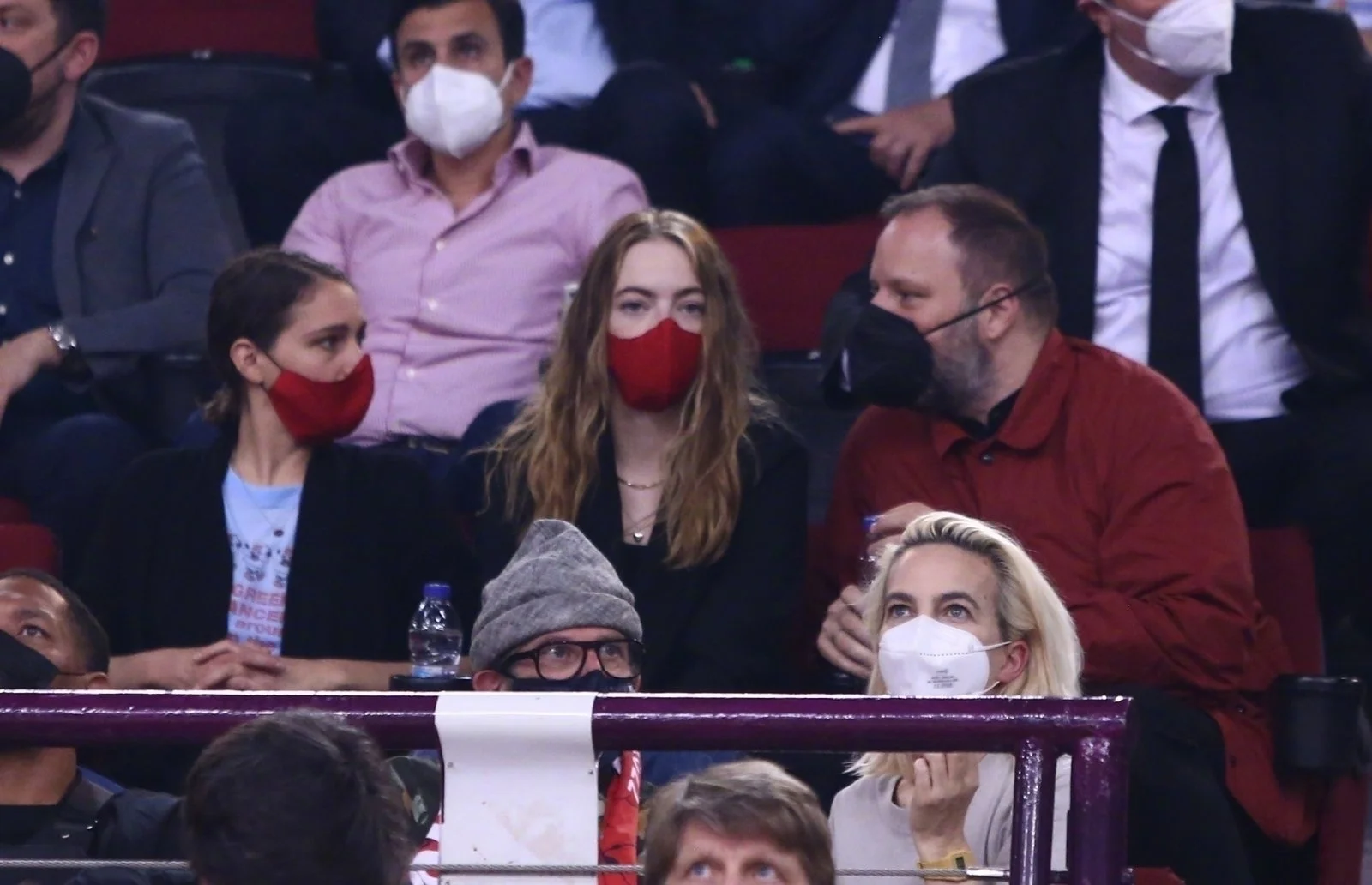 Emma Stone and Yorgos Lanthimos watch Euroleague playoffs in Greece ​​​