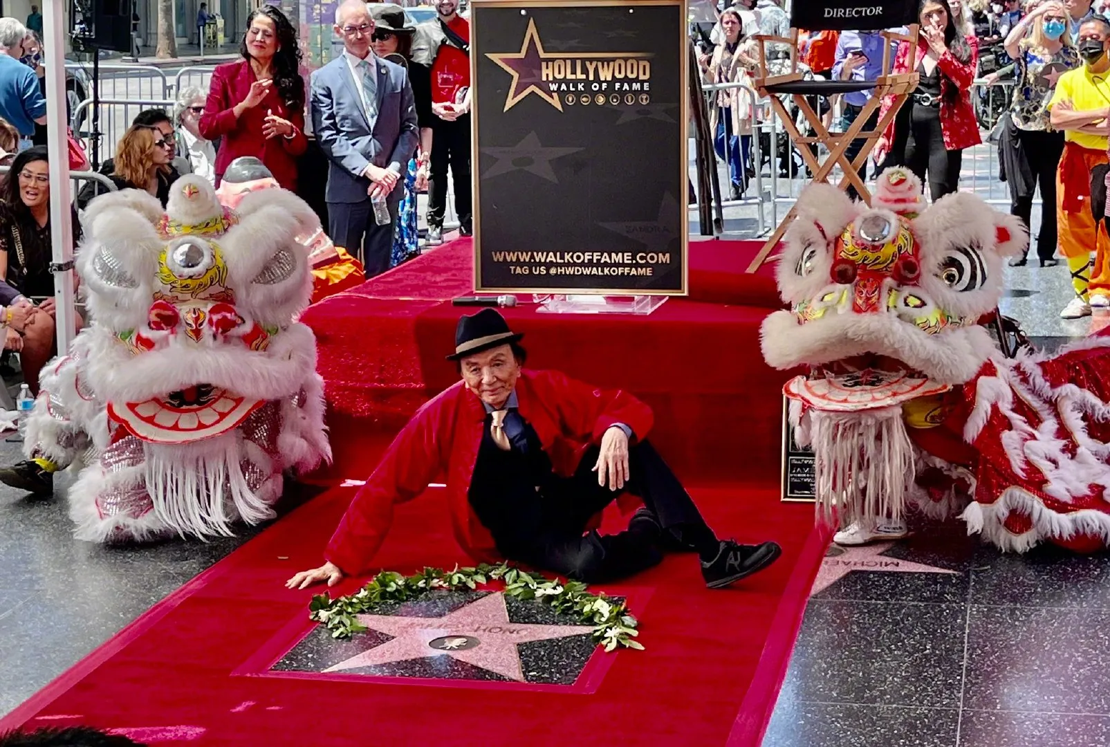 James Hong leaves his star at Walk Of Fame in Hollywood