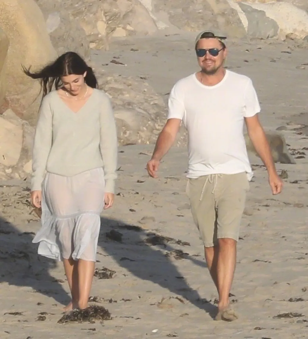 Leonardo DiCaprio and Camila Morrone Beach Walk