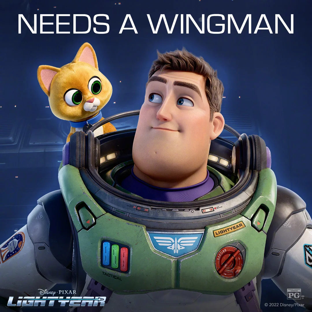 "Lightyear" releases new posters, Lightyear and his cat