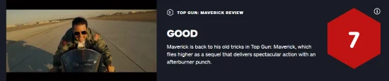 "Top Gun: Maverick‎" 7 on IGN: An exciting and exhilarating popcorn movie
