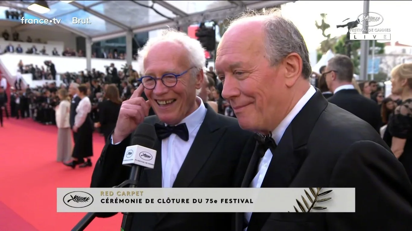 "Tori et Lokita‎" crew Luc Dardenne and Jean-Pierre Dardenne on red carpet for closing ceremony at Cannes Film Festival