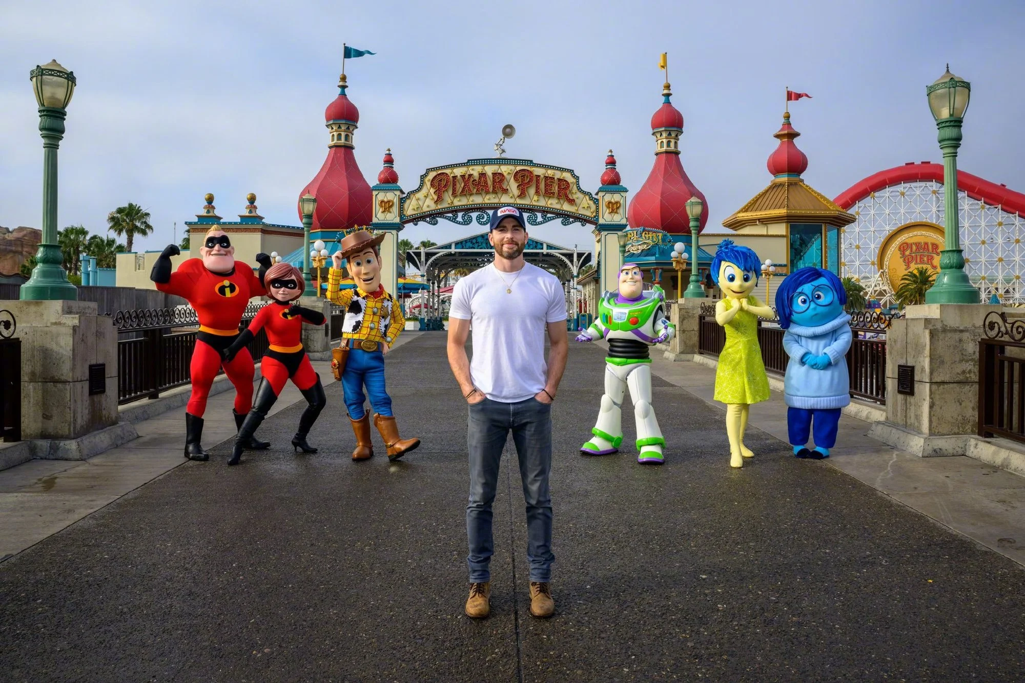 Chris Evans appeared at Disneyland to promote the new film "Lightyear"
