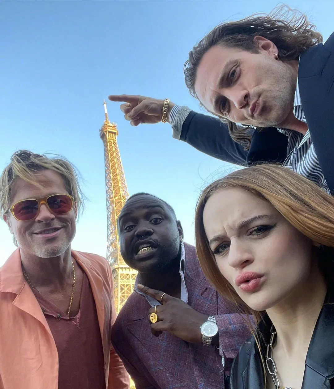 Brad Pitt, Joey King, Aaron Taylor-Johnson, Brian Tyree Henry appear at 'Bullet Train' promotion in Paris | FMV6