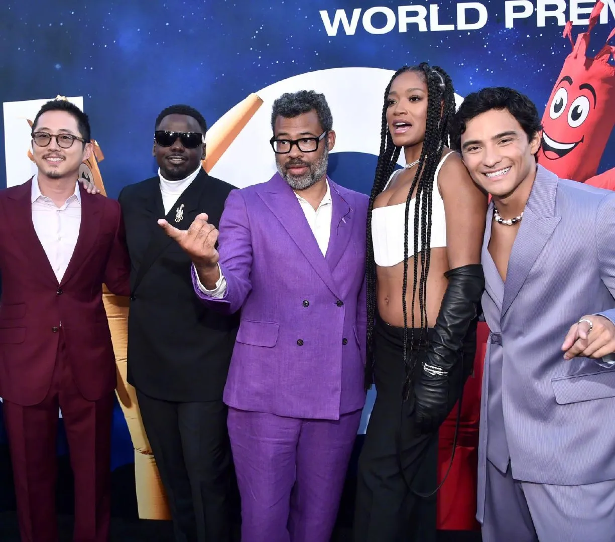 Director Jordan Peele and stars Daniel Kaluuya, Keke Palmer, Steven Yeun, Brandon Perea at the world premiere of horror film 'Nope' in Los Angeles | FMV6