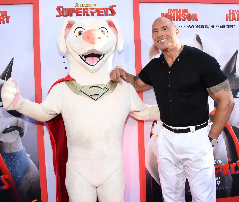 Dwayne Johnson Dressed Up As His Superpets Character “Krypto” At 'DC League Of Super Pets' Screening | FMV6
