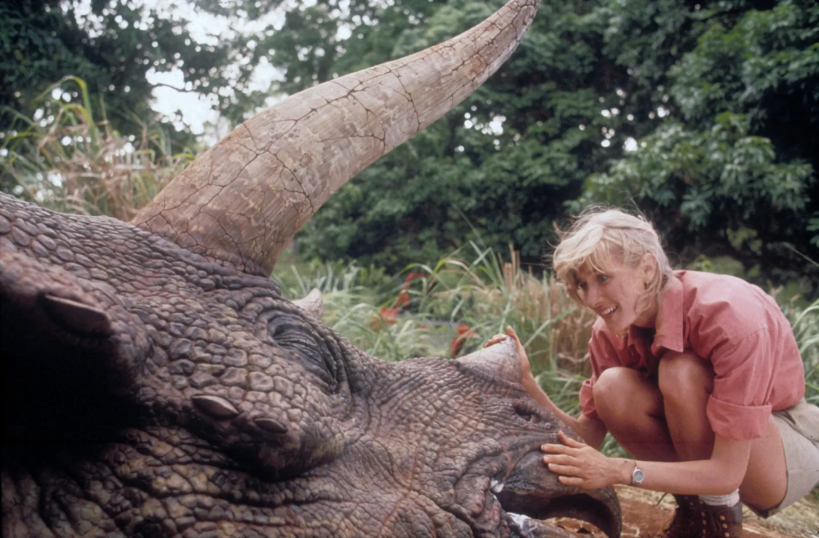 "Hello there!" Ellie and Triceratops, the 'Jurassic' series of affectionate images | FMV6