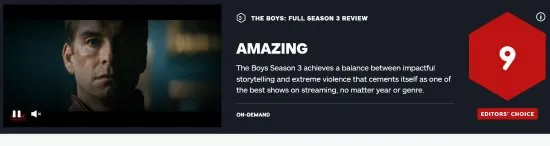 'The Boys Season 3' IGN score of 9: the plot is still strong, Homelander acted wonderfully | FMV6