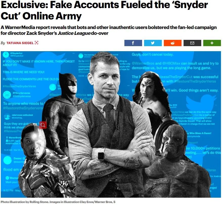 US media exposure Zack Snyder hired Spammers to launch "Snyder Cut" campaign | FMV6