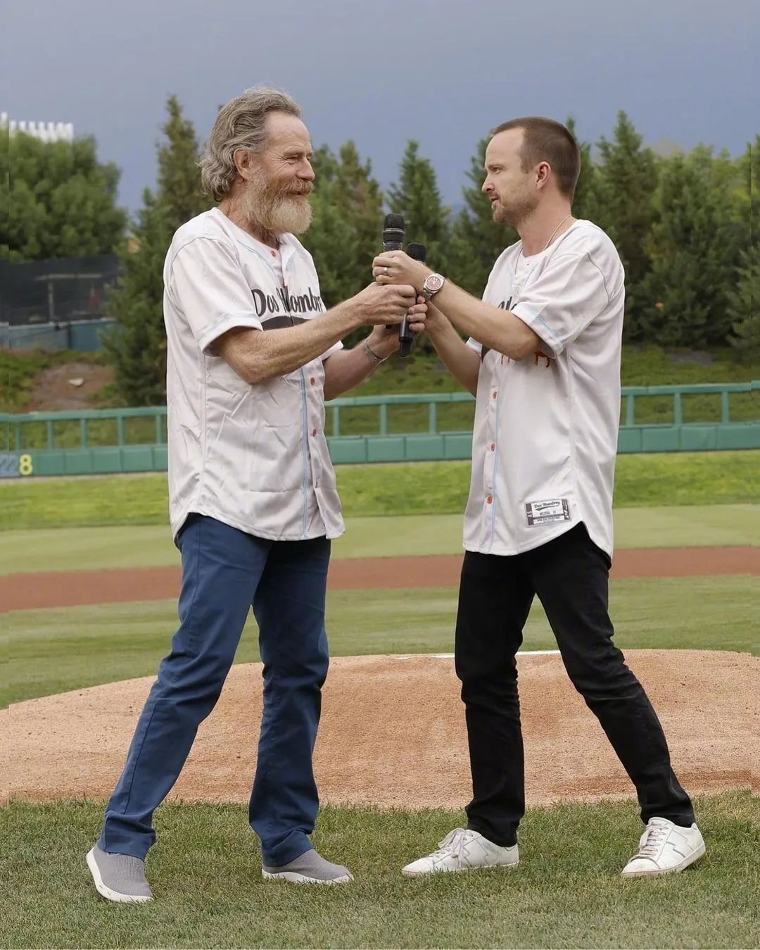 Bryan Cranston and Aaron Paul at the recent 'Breaking Bad' charity baseball game | FMV6