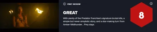 'Prey' media word-of-mouth ban is lifted, Rotten Tomatoes freshness is 95%, MTC average score is 69, IGN score is 8 | FMV6