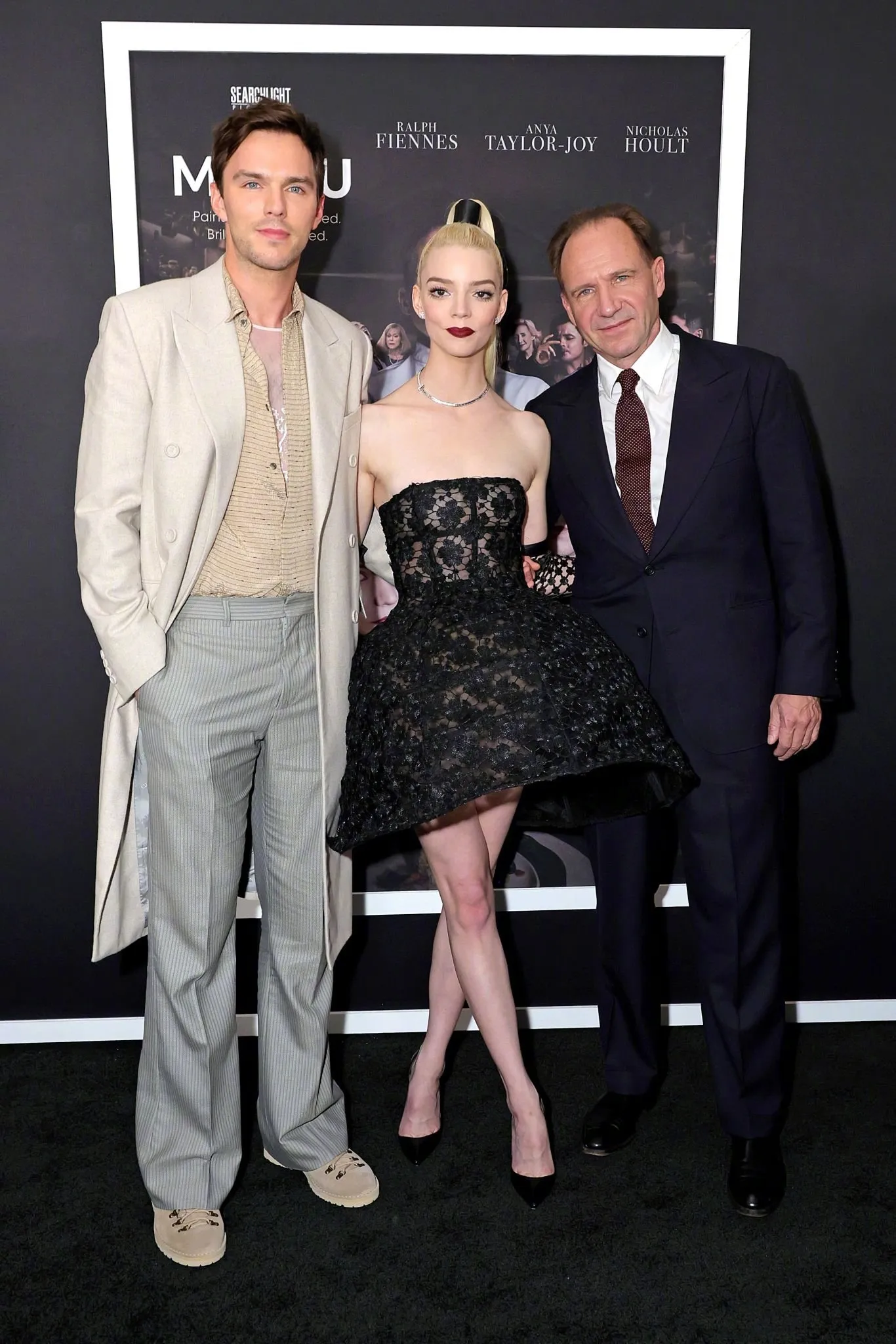 Anya Taylor-Joy, Nicholas Hoult and Ralph Fiennes attend the New York premiere of 'The Menu‎' | FMV6