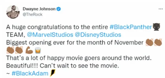 Cross-Universe Greetings: Dwayne Johnson Celebrates Release of Marvel's "Black Panther: Wakanda Forever" | FMV6