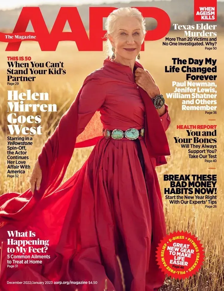 Helen Mirren, 'AARP' Magazine December 2022/January 2023 Photo | FMV6