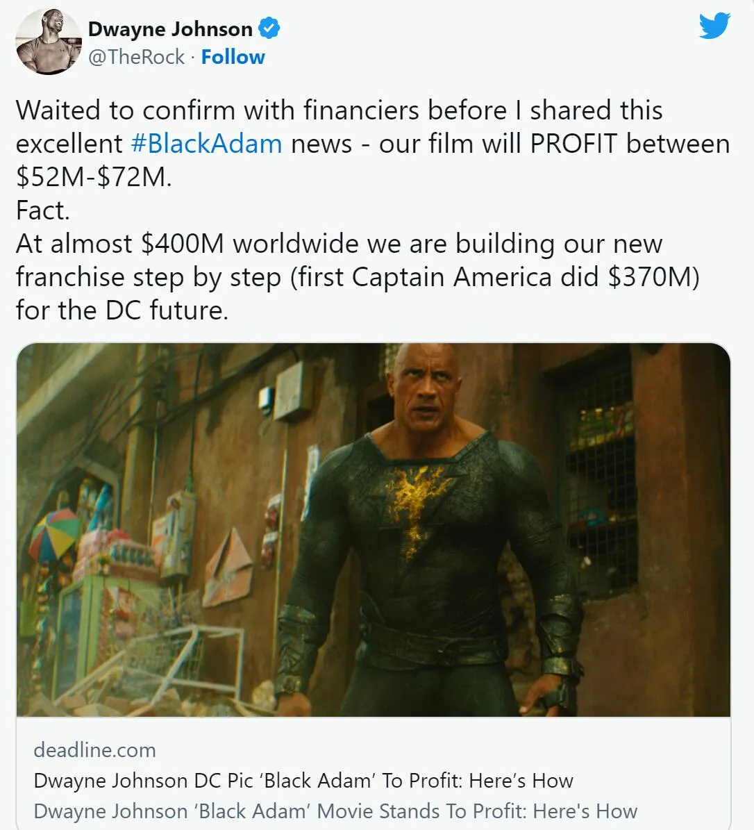 Dwayne Johnson: 'Black Adam' actually made money, its sequel and 'Hawkman' spinoff film in development | FMV6