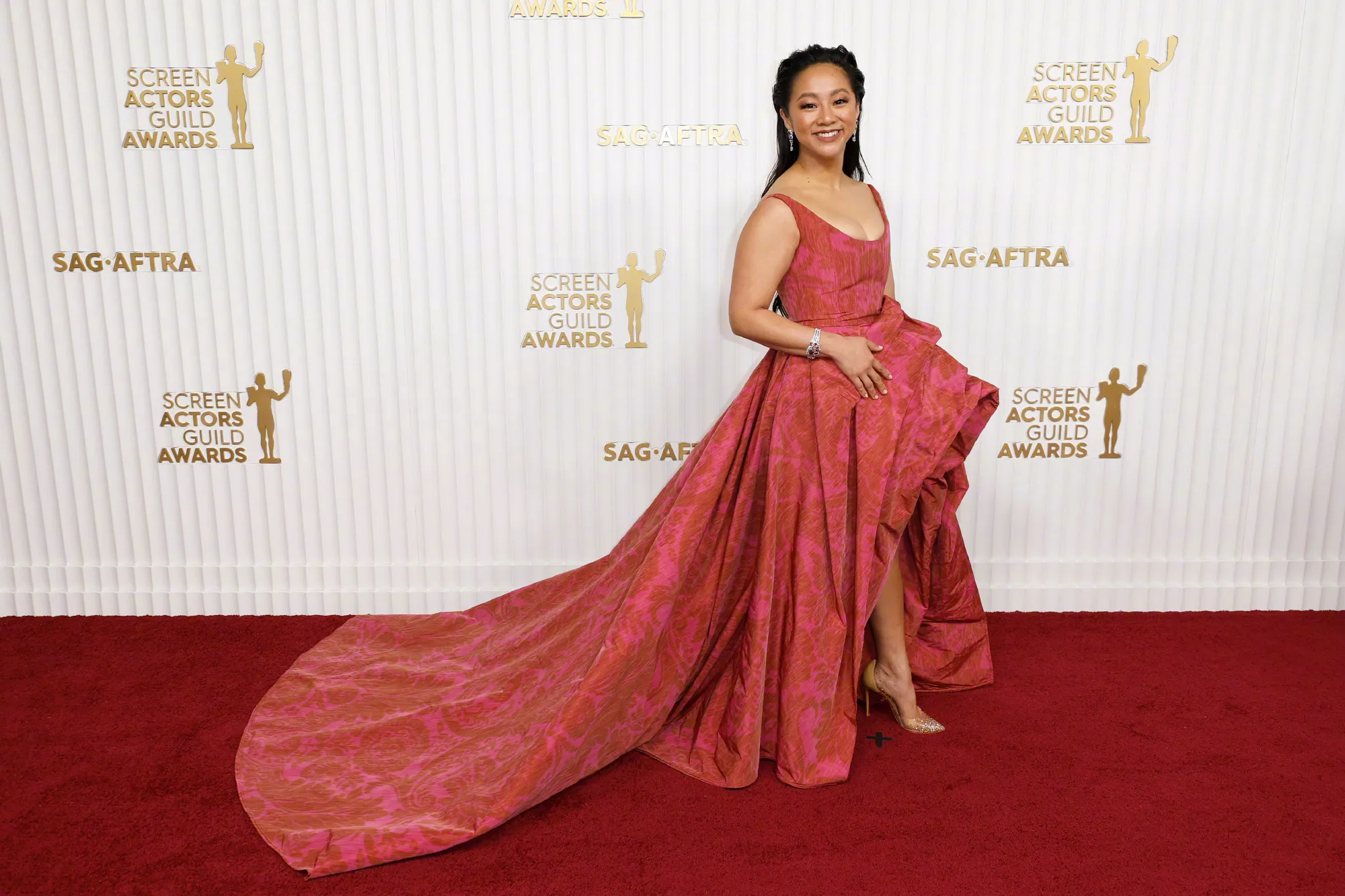 Stephanie Hsu attends 2023 Screen Actors Guild Awards red carpet | FMV6